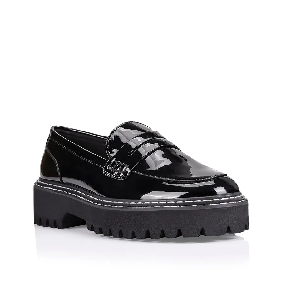 Neo Chunky Loafers - Black Patent