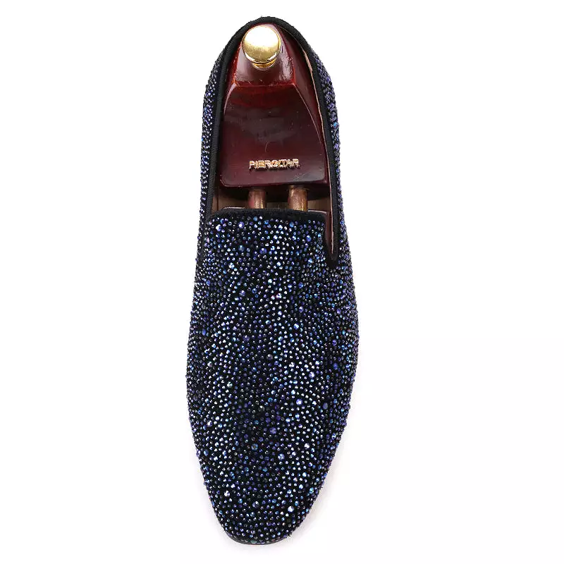 OneDrop Handmade Men Leather Mixed Colors Rhinestones Wedding Party And Prom Loafers