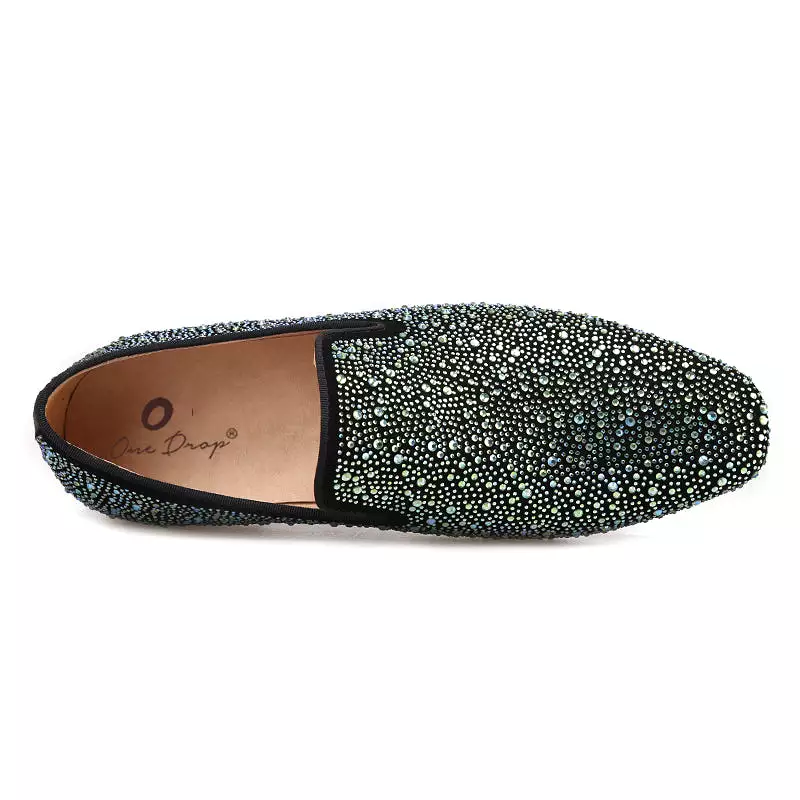 OneDrop Handmade Men Leather Mixed Colors Shining Rhinestone Party Wedding Prom Loafers