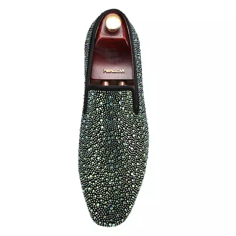 OneDrop Handmade Men Leather Mixed Colors Shining Rhinestone Party Wedding Prom Loafers