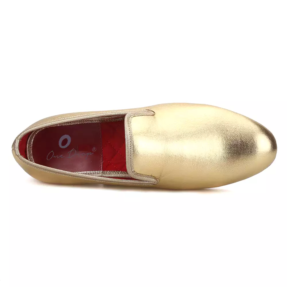 OneDrop Men Flats Handmade Shiny Gold And Silver Party Wedding Prom Loafers