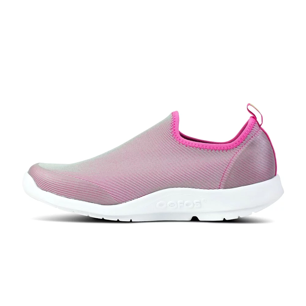 Oofos Women's OOmg Sport Low Shoe - White & Fuchsia