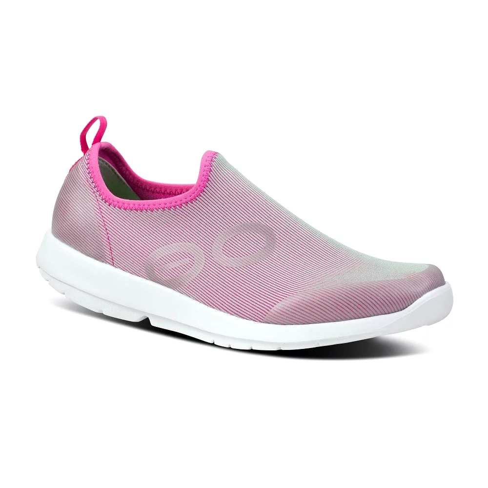 Oofos Women's OOmg Sport Low Shoe - White & Fuchsia