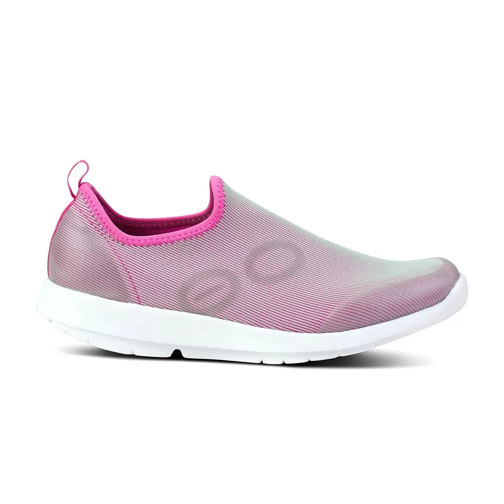 Oofos Women's OOmg Sport Low Shoe - White & Fuchsia