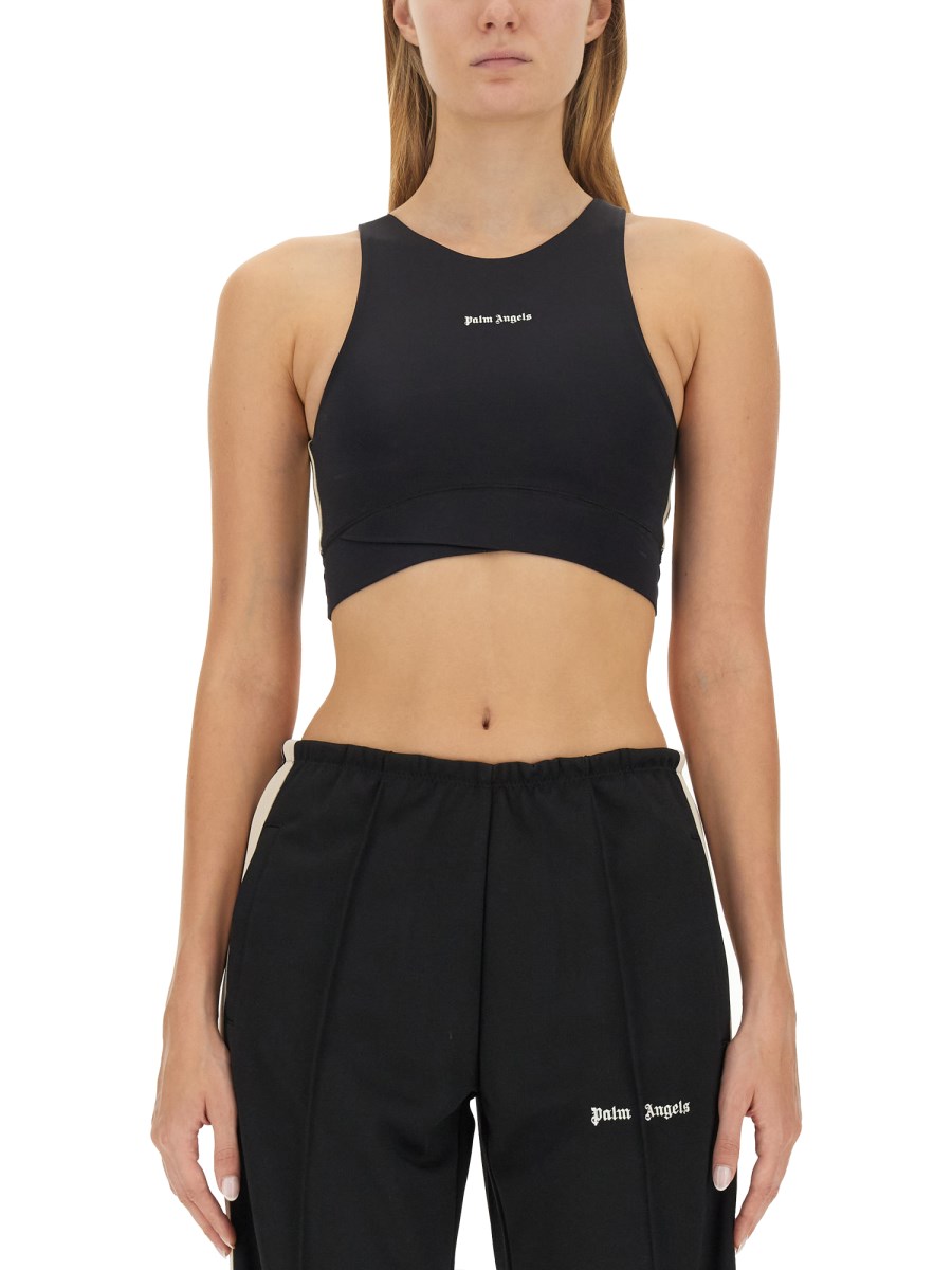 PALM ANGELS    AMERICA TOP IN TECHNICAL FABRIC WITH LOGO