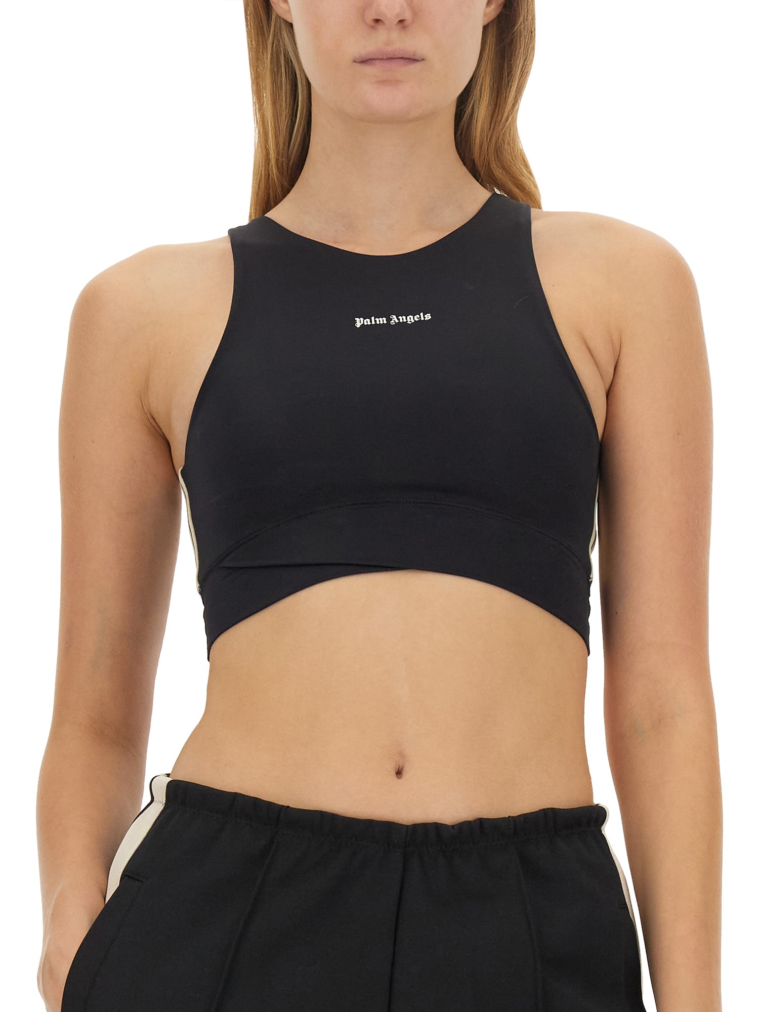 PALM ANGELS    AMERICA TOP IN TECHNICAL FABRIC WITH LOGO