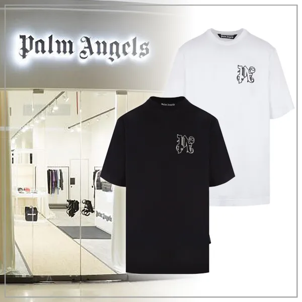 Palm Angels  |Crew Neck Street Style Plain Short Sleeves Logo