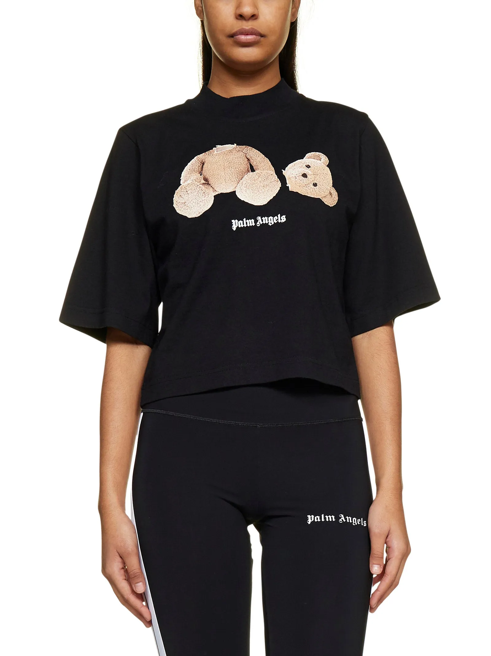 Palm Angels Logo Printed Cropped T-Shirt