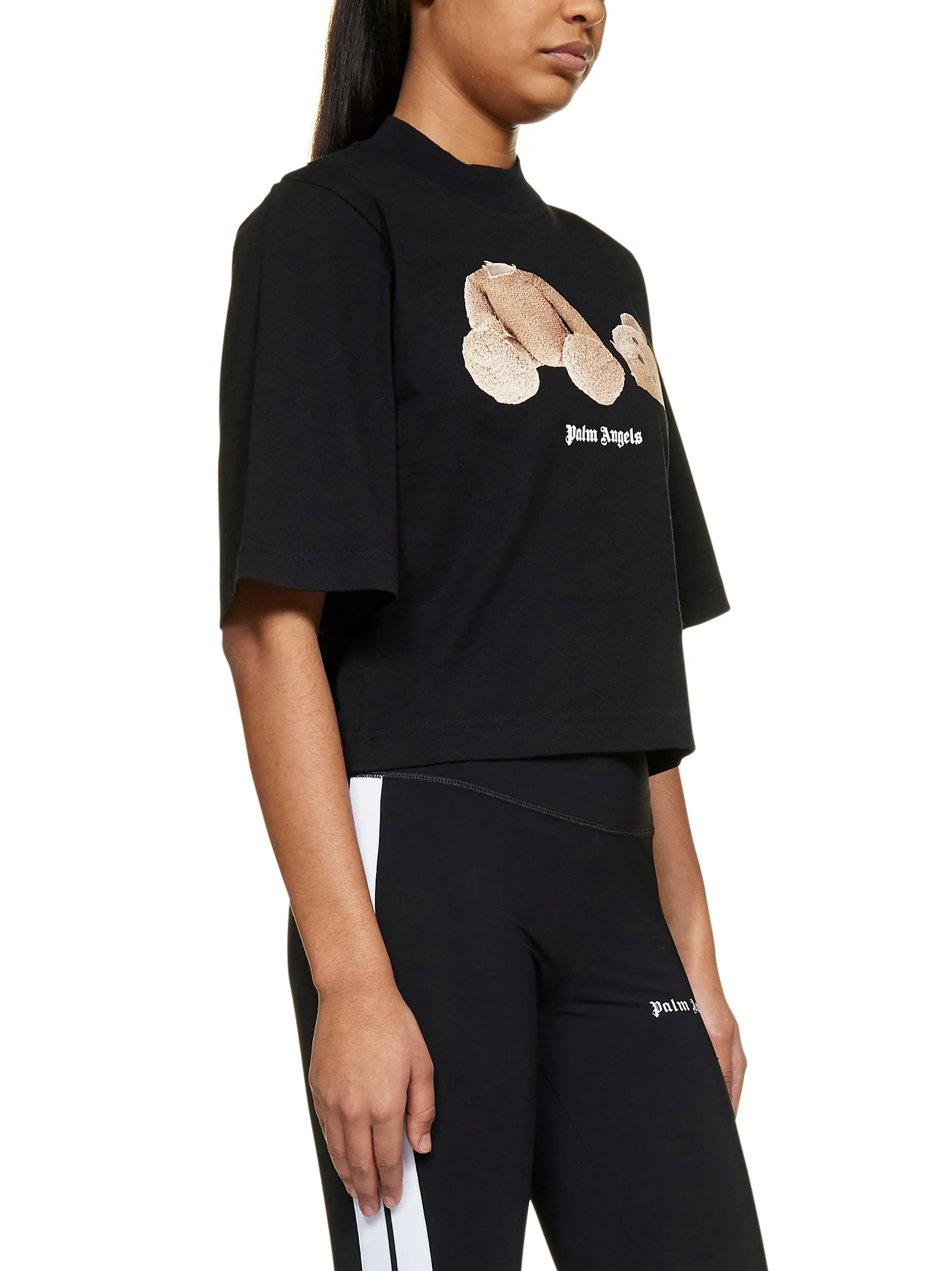 Palm Angels Logo Printed Cropped T-Shirt