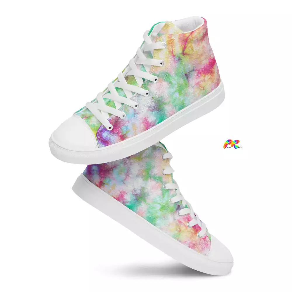 Pastel Tie Dye Women's High Top Canvas Shoes