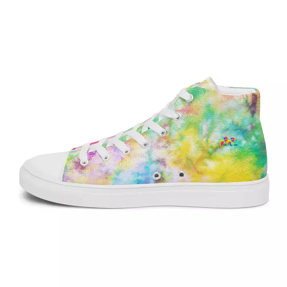 Pastel Tie Dye Women's High Top Canvas Shoes