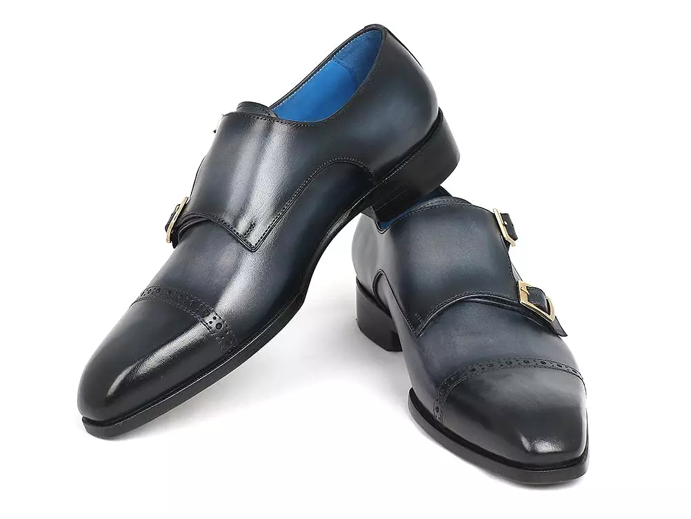 Paul Parkman Captoe Double Monkstraps Navy