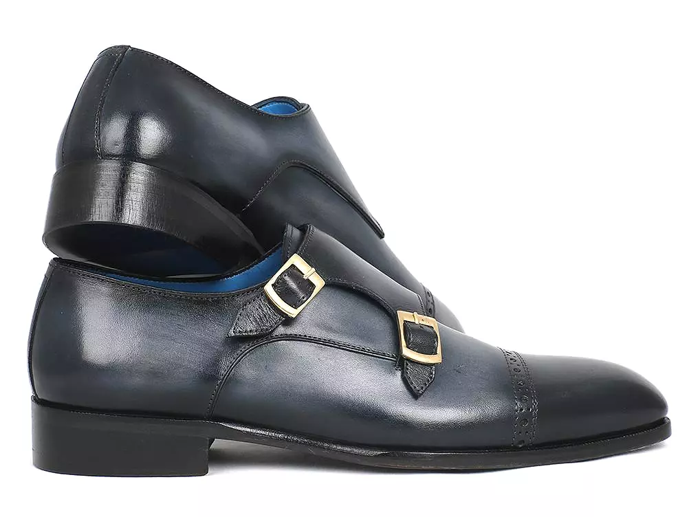 Paul Parkman Captoe Double Monkstraps Navy