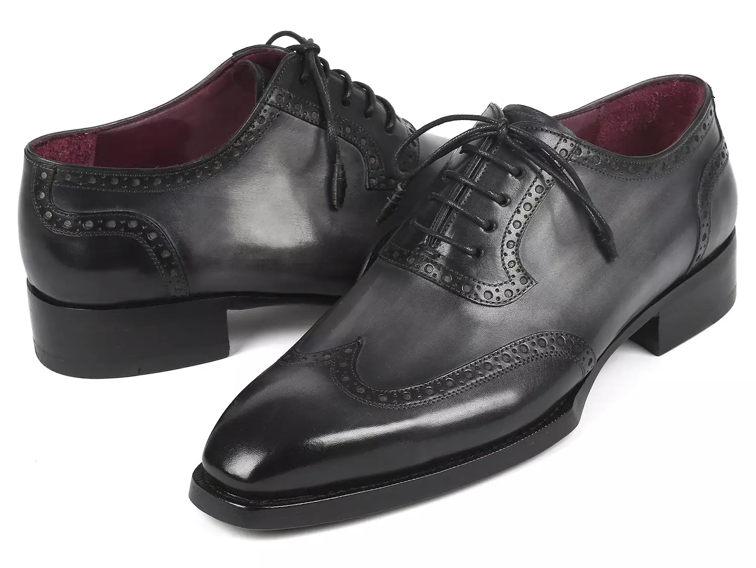 Paul Parkman Goodyear Welted Men's Wingtip Oxfords Black & Gray - 6819-GRY