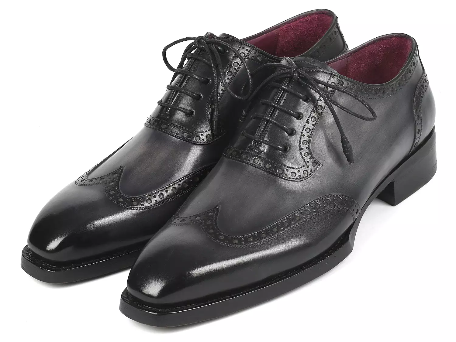 Paul Parkman Goodyear Welted Men's Wingtip Oxfords Black & Gray - 6819-GRY