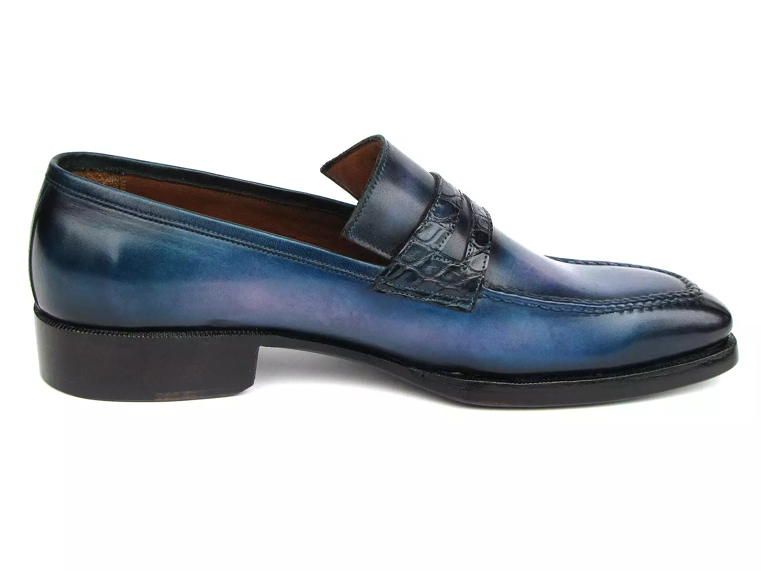 Paul Parkman Men's Blue Patina Handmade Loafers - 6944-BLU