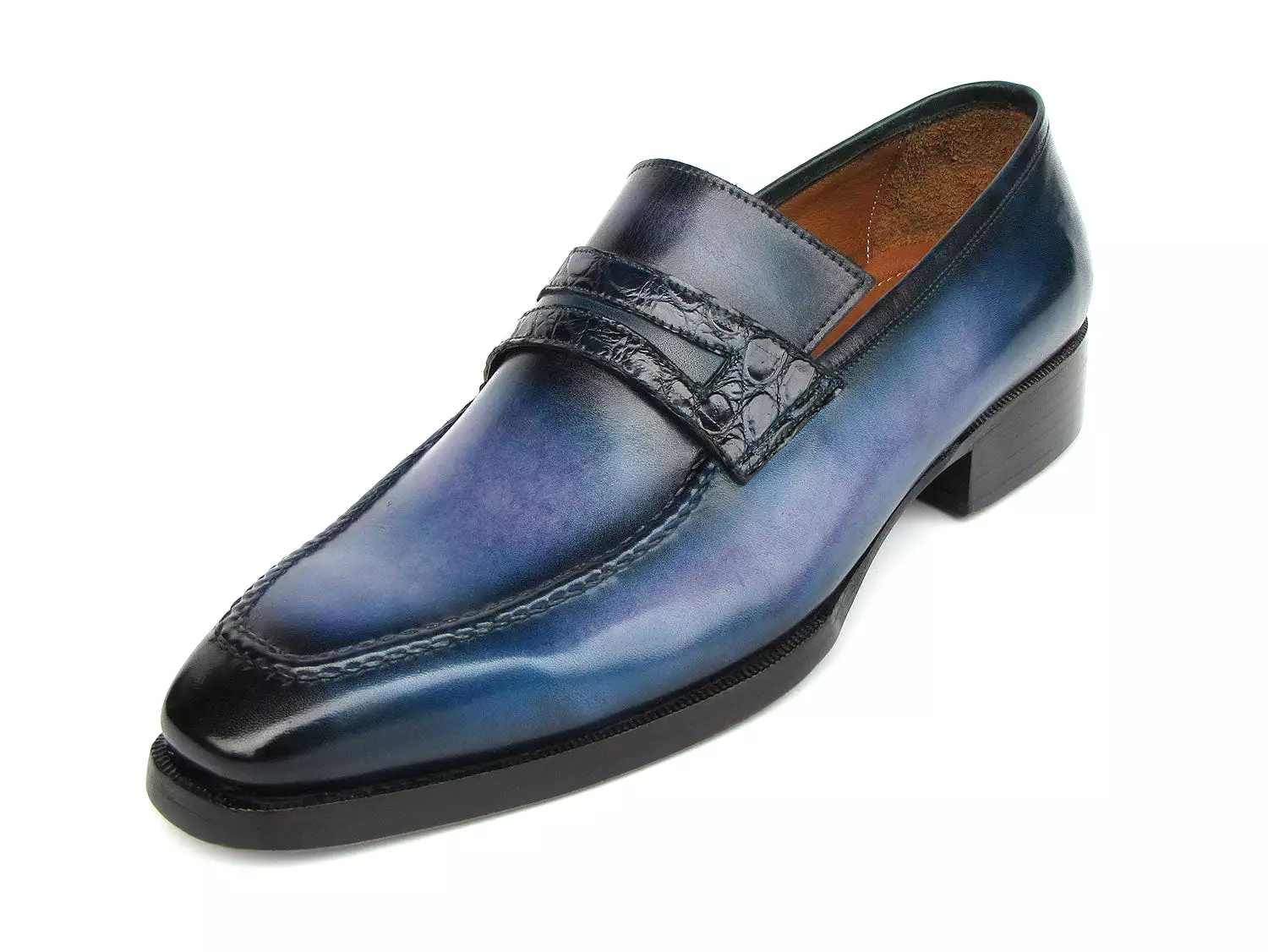 Paul Parkman Men's Blue Patina Handmade Loafers - 6944-BLU