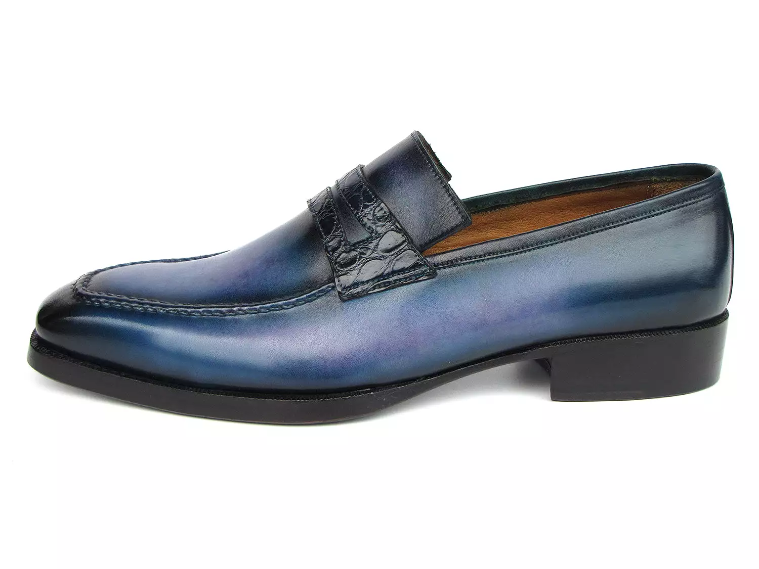 Paul Parkman Men's Blue Patina Handmade Loafers - 6944-BLU