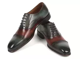 Paul Parkman Men's Cap Toe Oxfords Green & Brown 314-GRNBRW