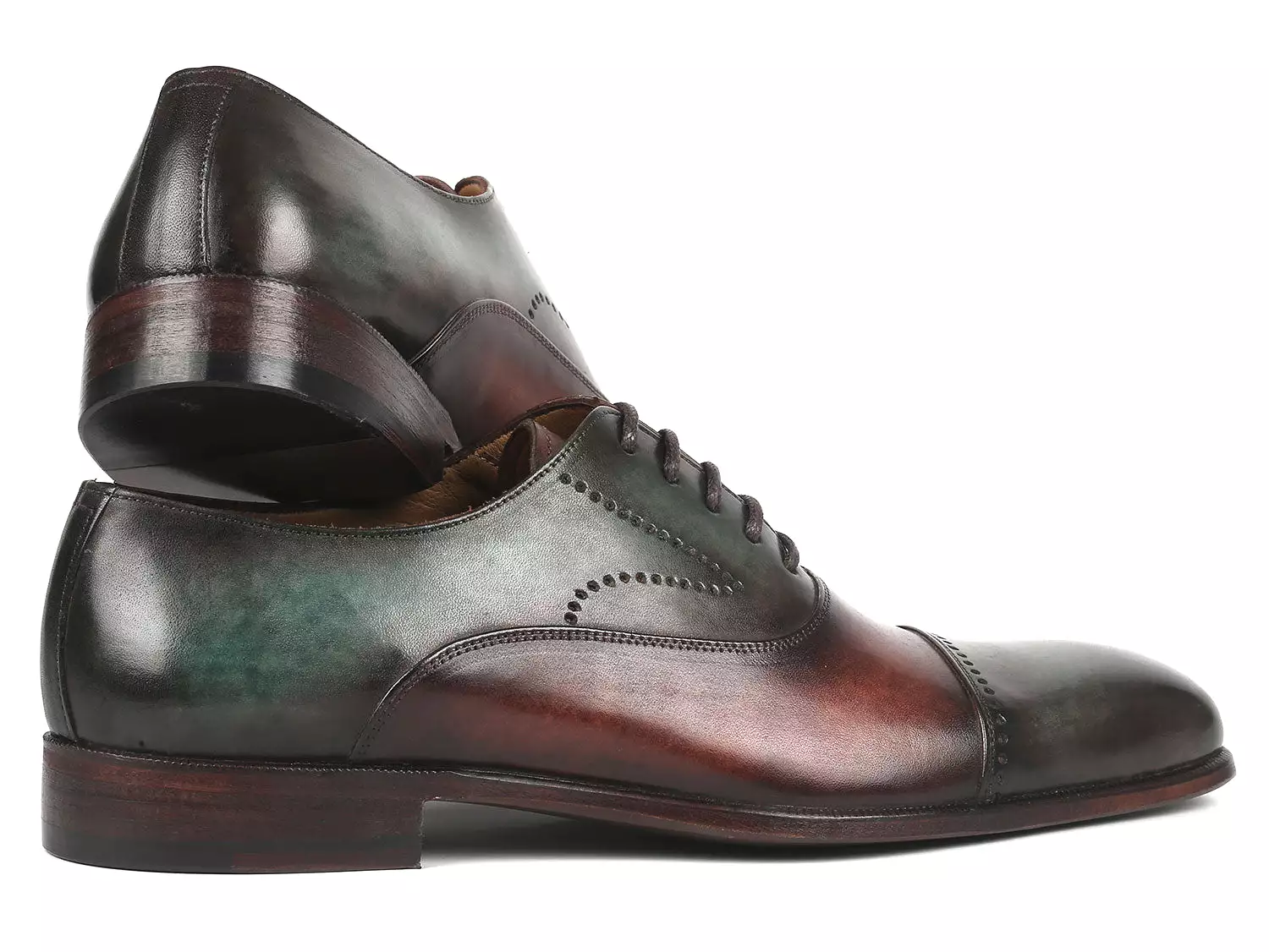 Paul Parkman Men's Cap Toe Oxfords Green & Brown 314-GRNBRW