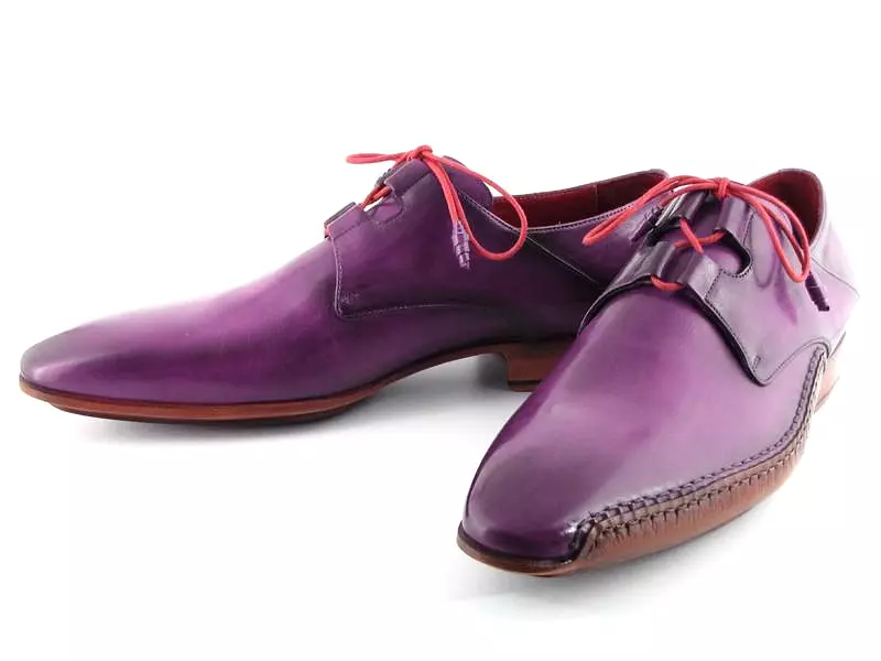 Paul Parkman Men's Ghillie Lacing Side Handsewn Dress Shoes Purple Leather