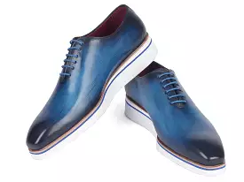 Paul Parkman Men's Smart Casual Wholecut Oxfords Blue - 191-BLU