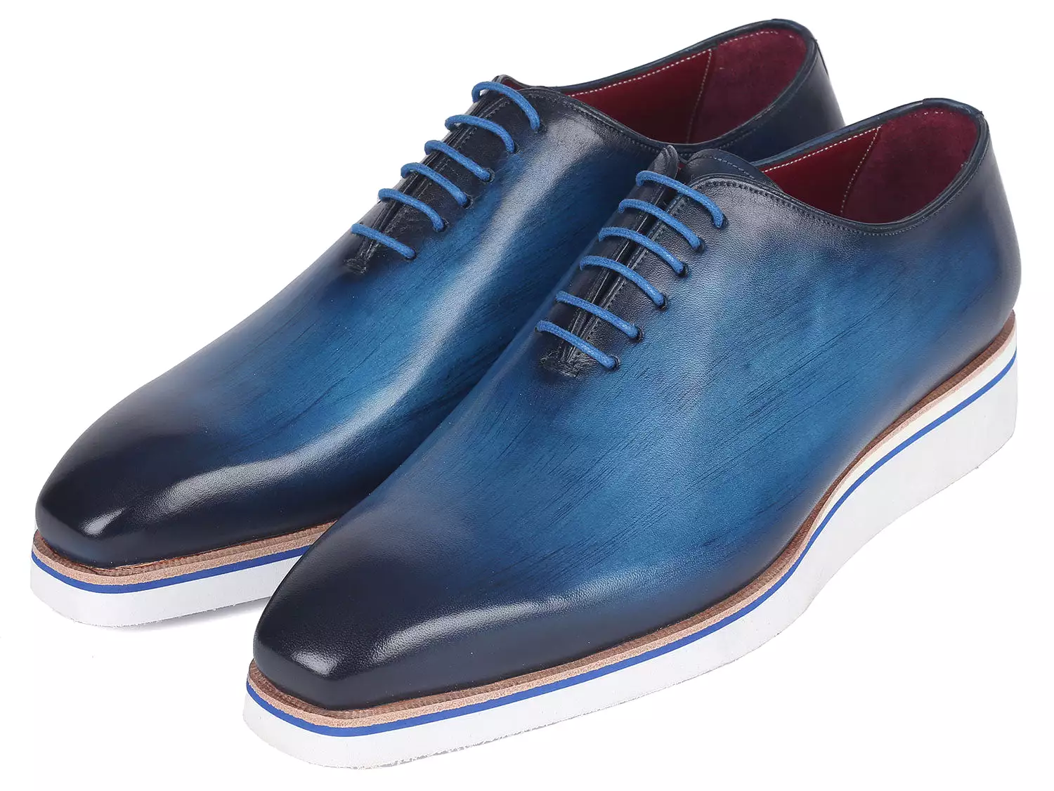 Paul Parkman Men's Smart Casual Wholecut Oxfords Blue - 191-BLU