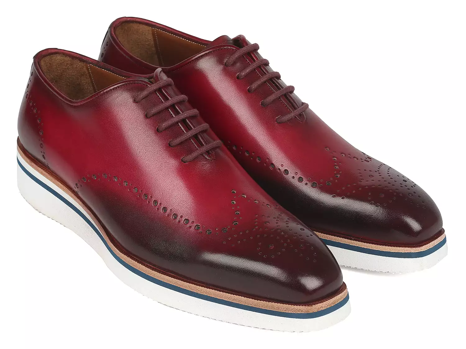 Paul Parkman Men's Smart Casual Wingtip Oxfords Bordeaux - 188-BRD