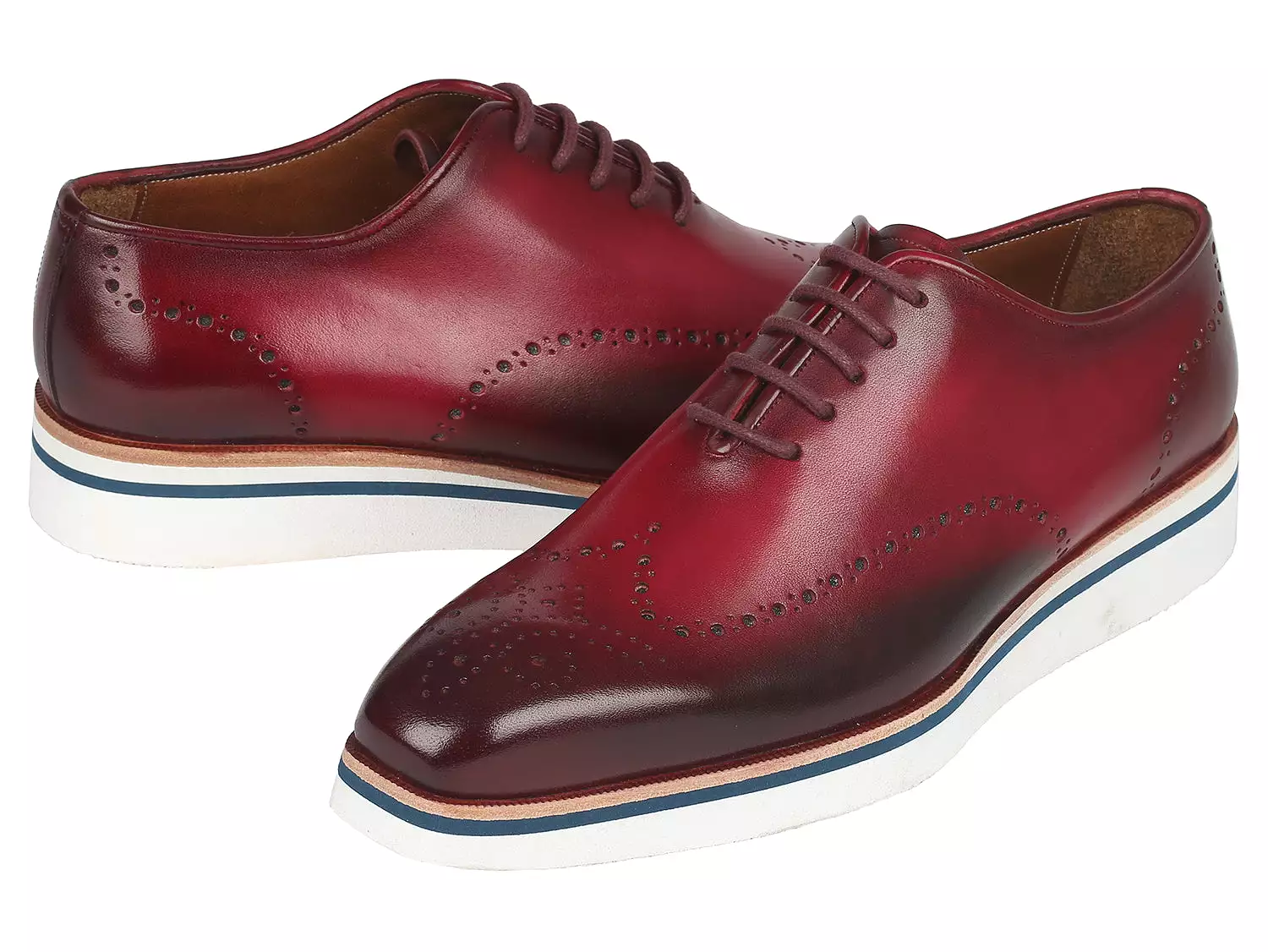 Paul Parkman Men's Smart Casual Wingtip Oxfords Bordeaux - 188-BRD