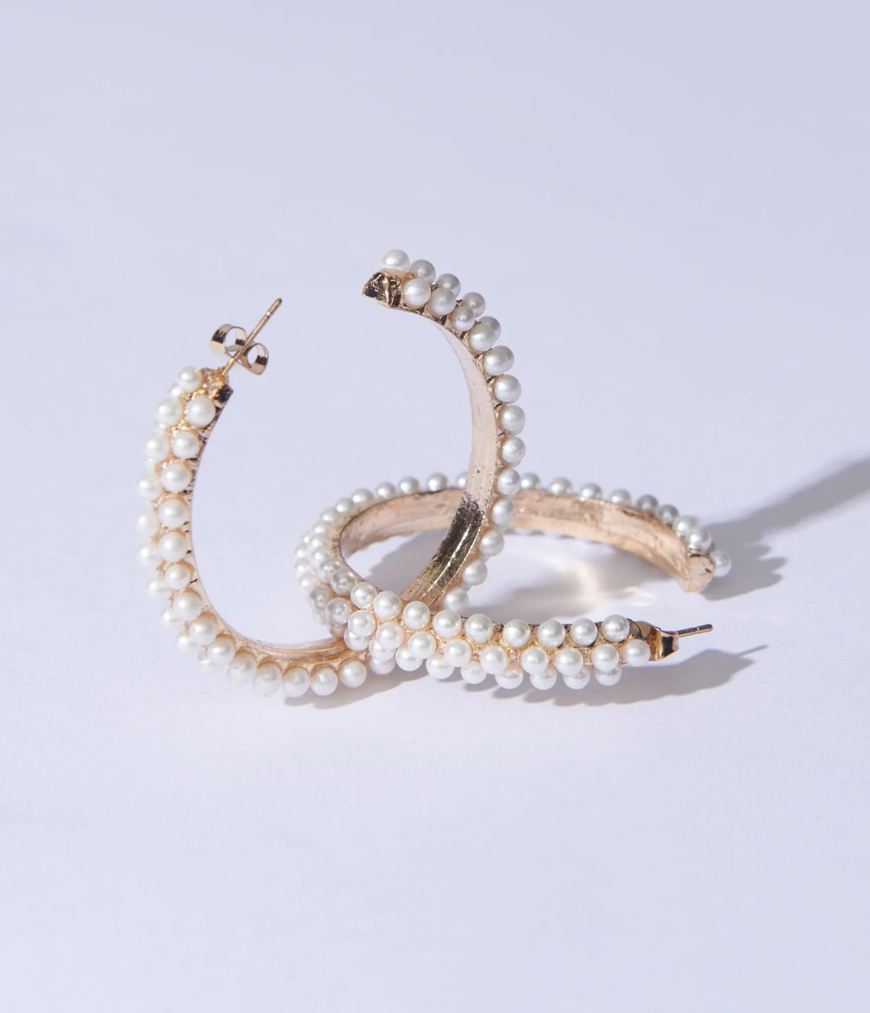 Pearl Encrusted Hoop Earrings