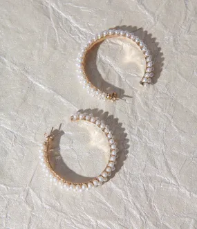 Pearl Encrusted Hoop Earrings