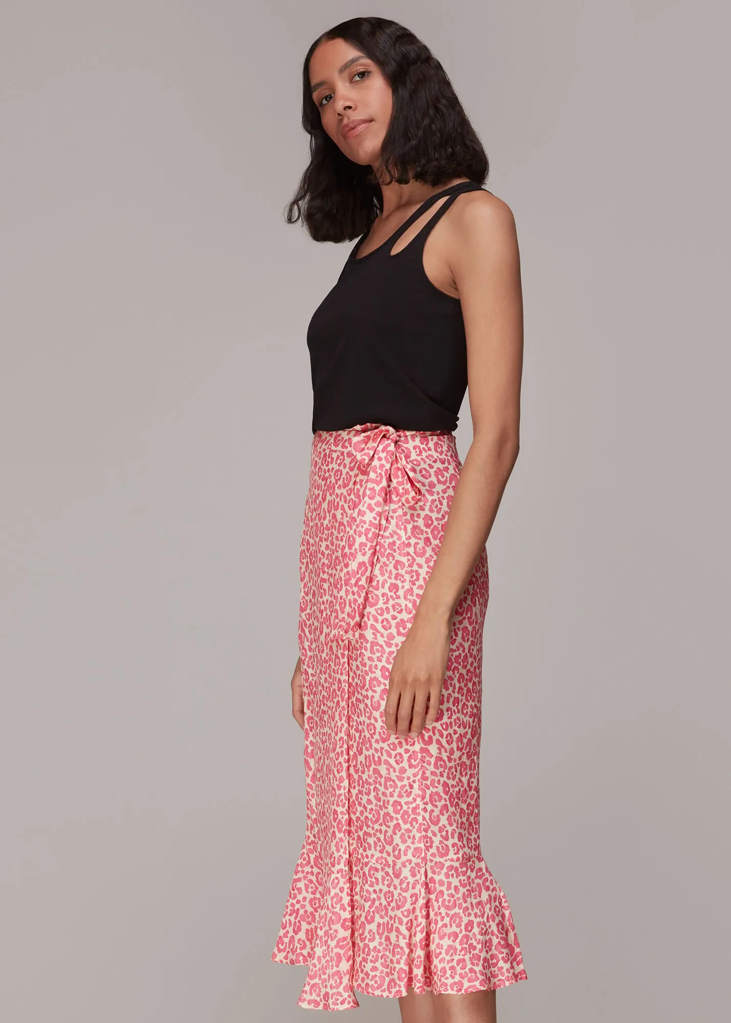 Pink Cheetah Print Wrap Skirt