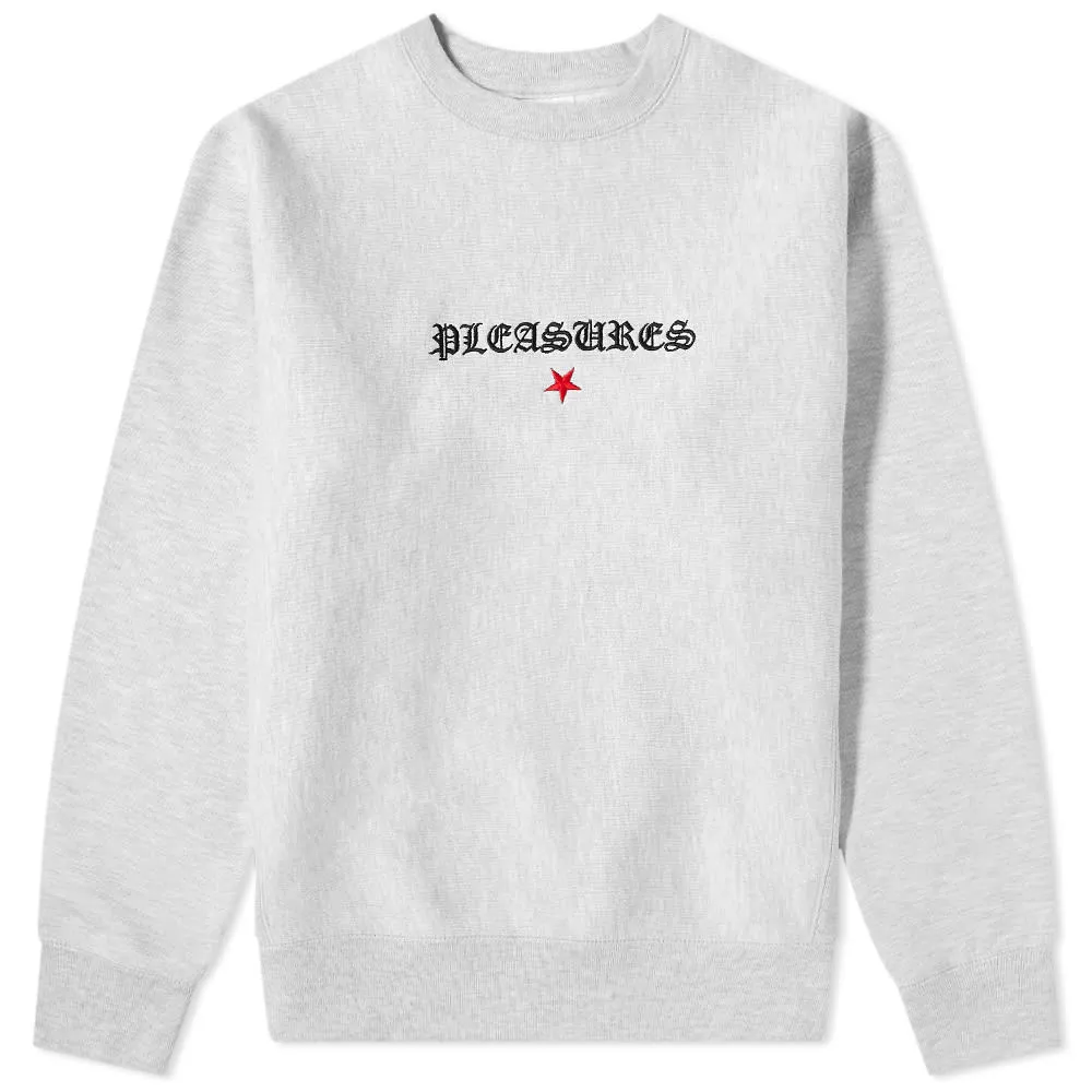 PLEASURES Shine Premium Crew SweatHeather Grey