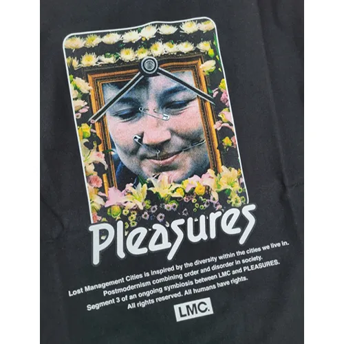 PLEASURES  |Unisex Street Style Collaboration Short Sleeves Logo