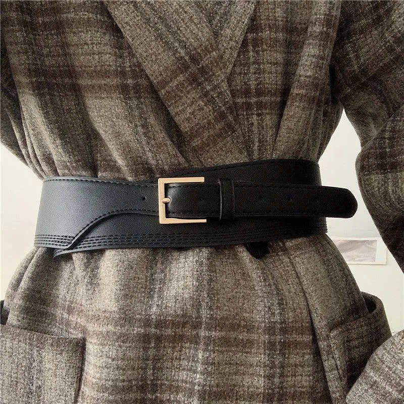 PU Leather gold square pin buckle cummerbunds HOT body cummerbund