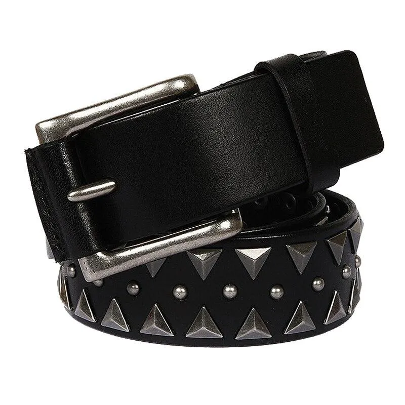 Punk Men's Genuine Leather Heavy Metal Studded Rivet Belt on Clearance