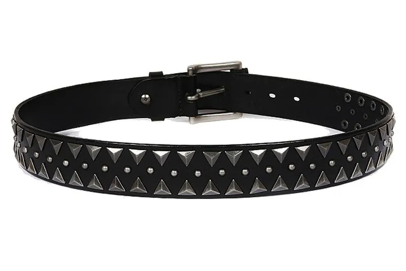 Punk Men's Genuine Leather Heavy Metal Studded Rivet Belt on Clearance