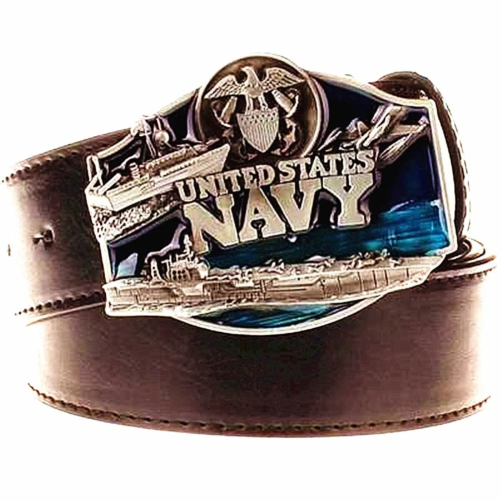 Punk Style Synthetic Leather American Navy Buckle Belt for Men and Women