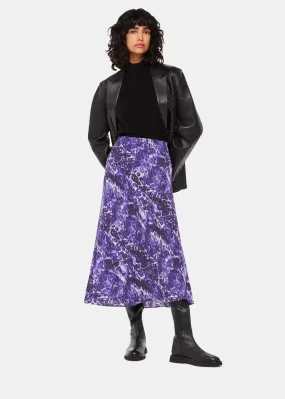 Purple Glossy Leopard Bias Skirt