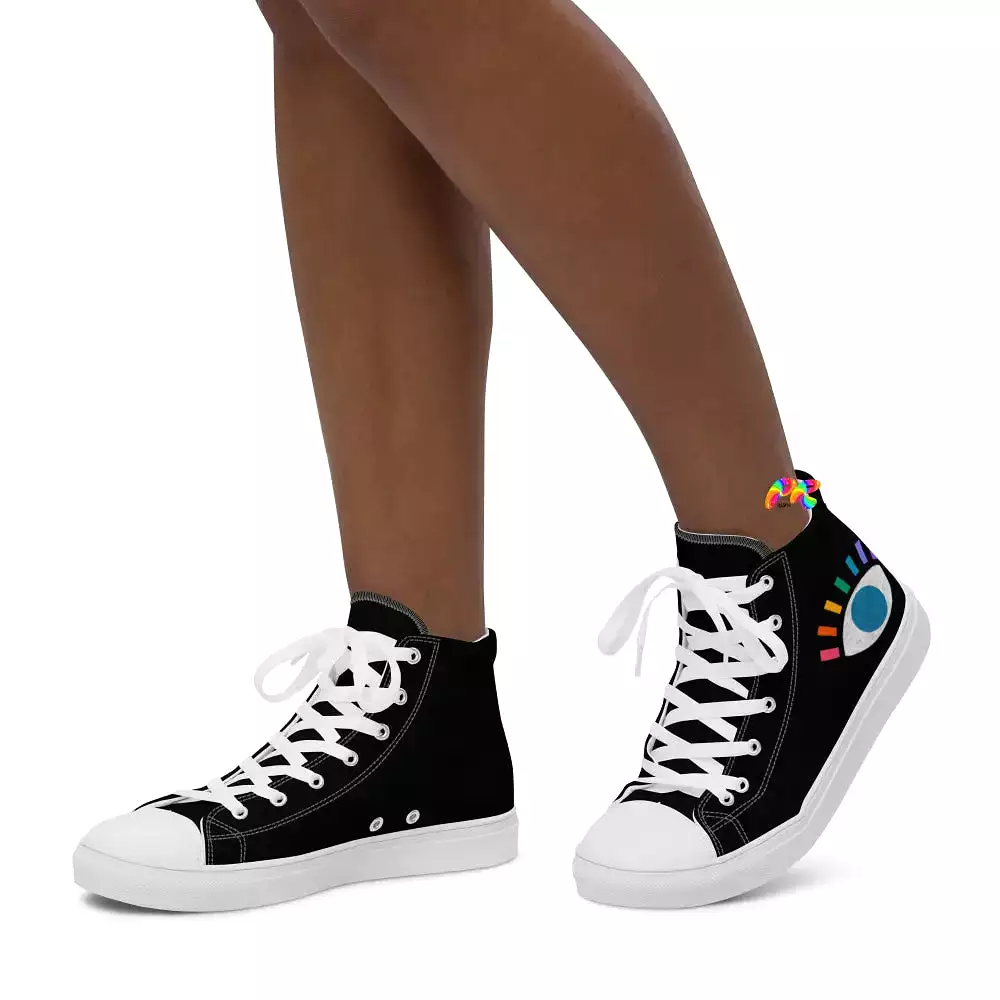 Rainbow Eye Women’s High Top Canvas Shoes