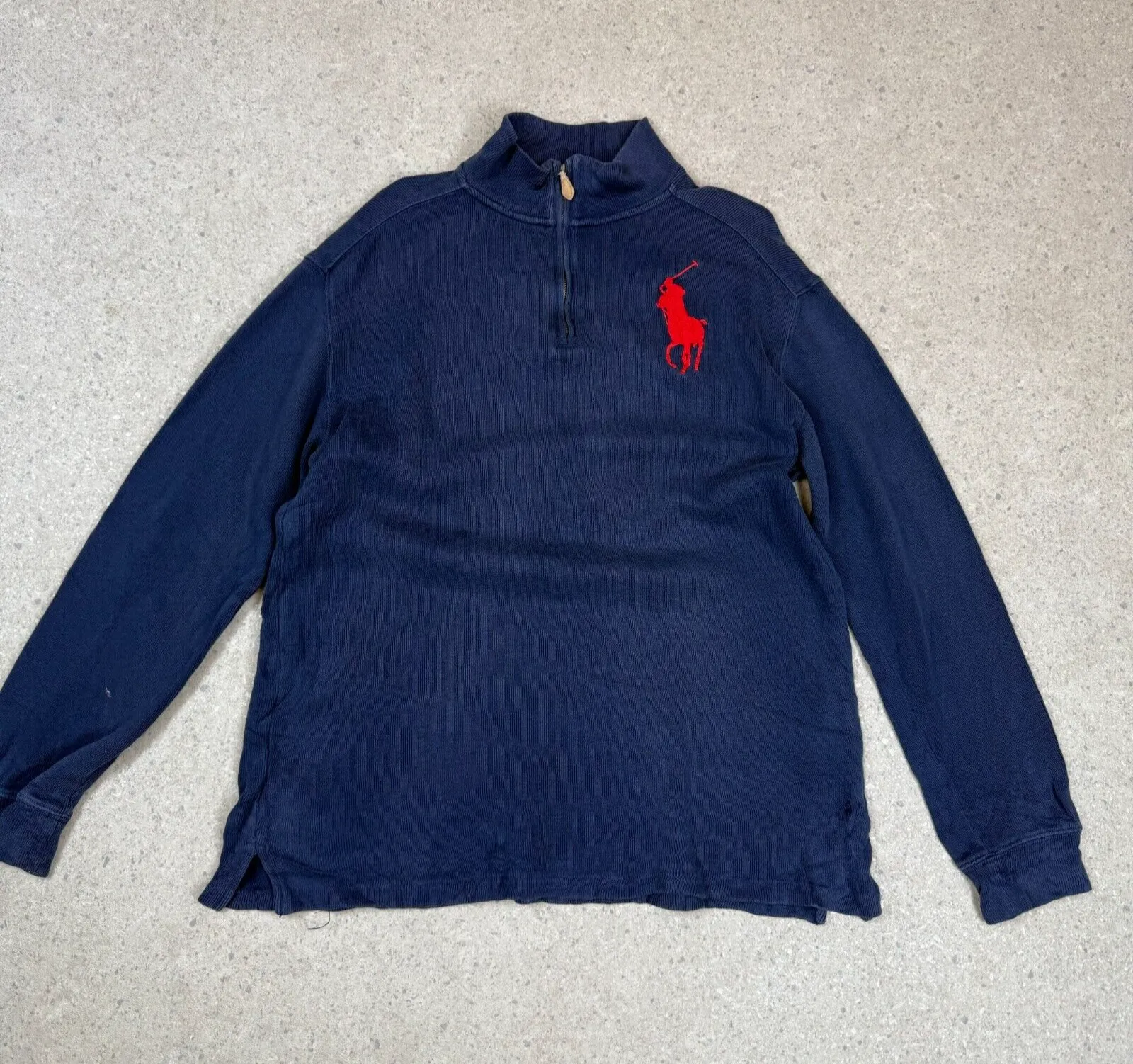 Ralph Lauren 1/4 Zip Sweater Medium Navy Blue Pullover