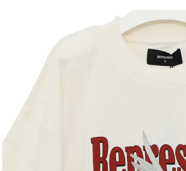 REPRESENT  |Crew Neck Street Style U-Neck Plain Cotton Short Sleeves