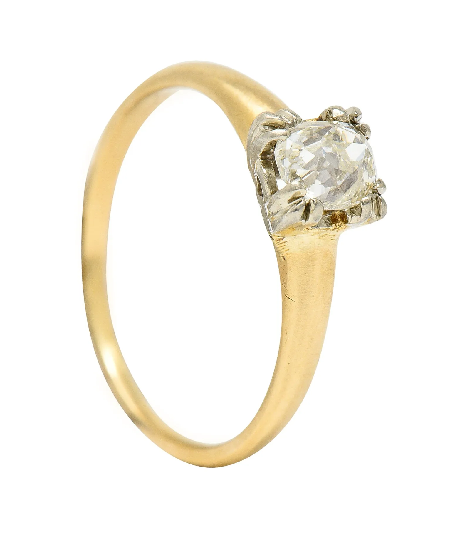 Retro 0.50 CTW Old Mine Diamond 14 Karat Two-Tone Gold Vintage Solitaire Engagement Ring