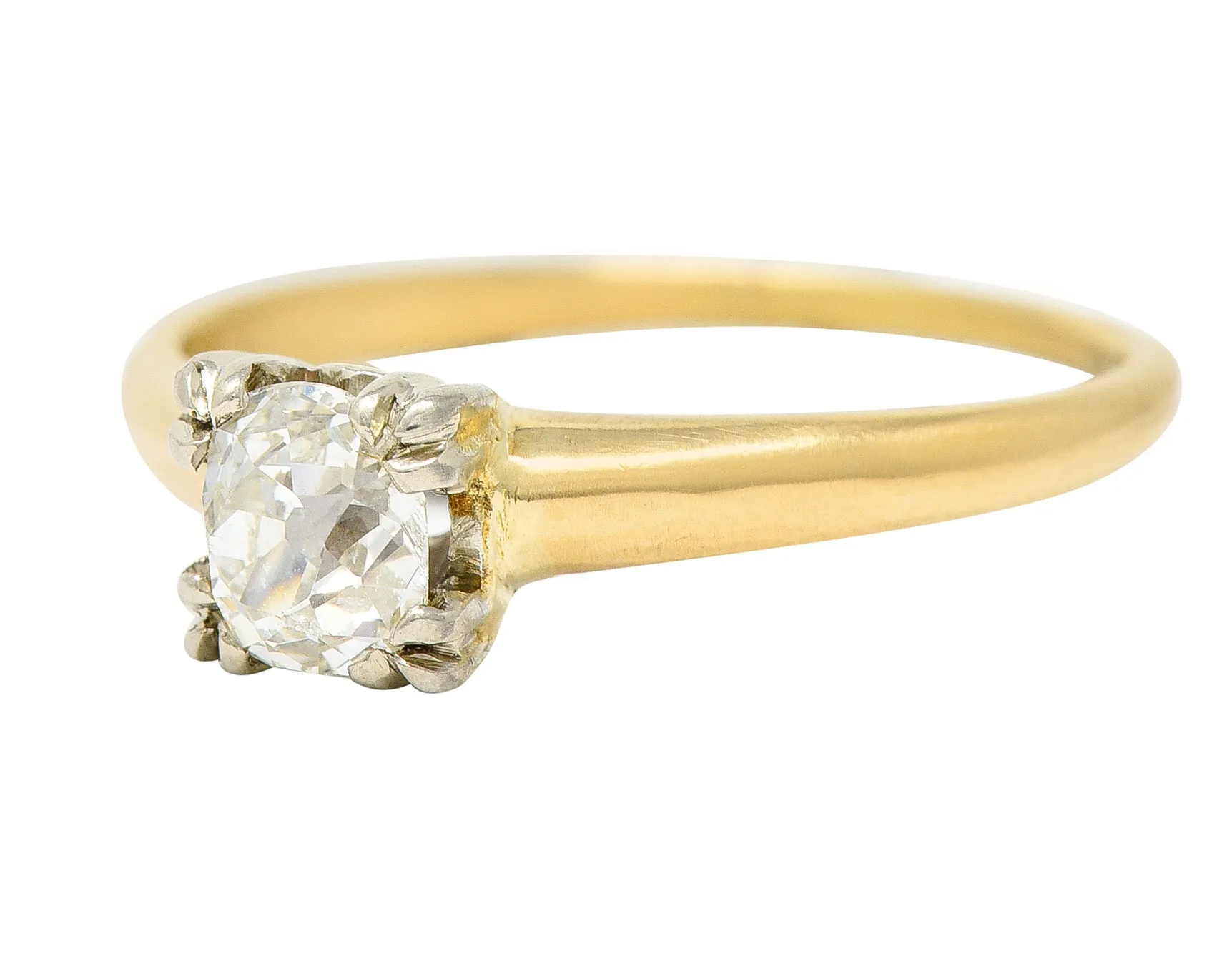 Retro 0.50 CTW Old Mine Diamond 14 Karat Two-Tone Gold Vintage Solitaire Engagement Ring