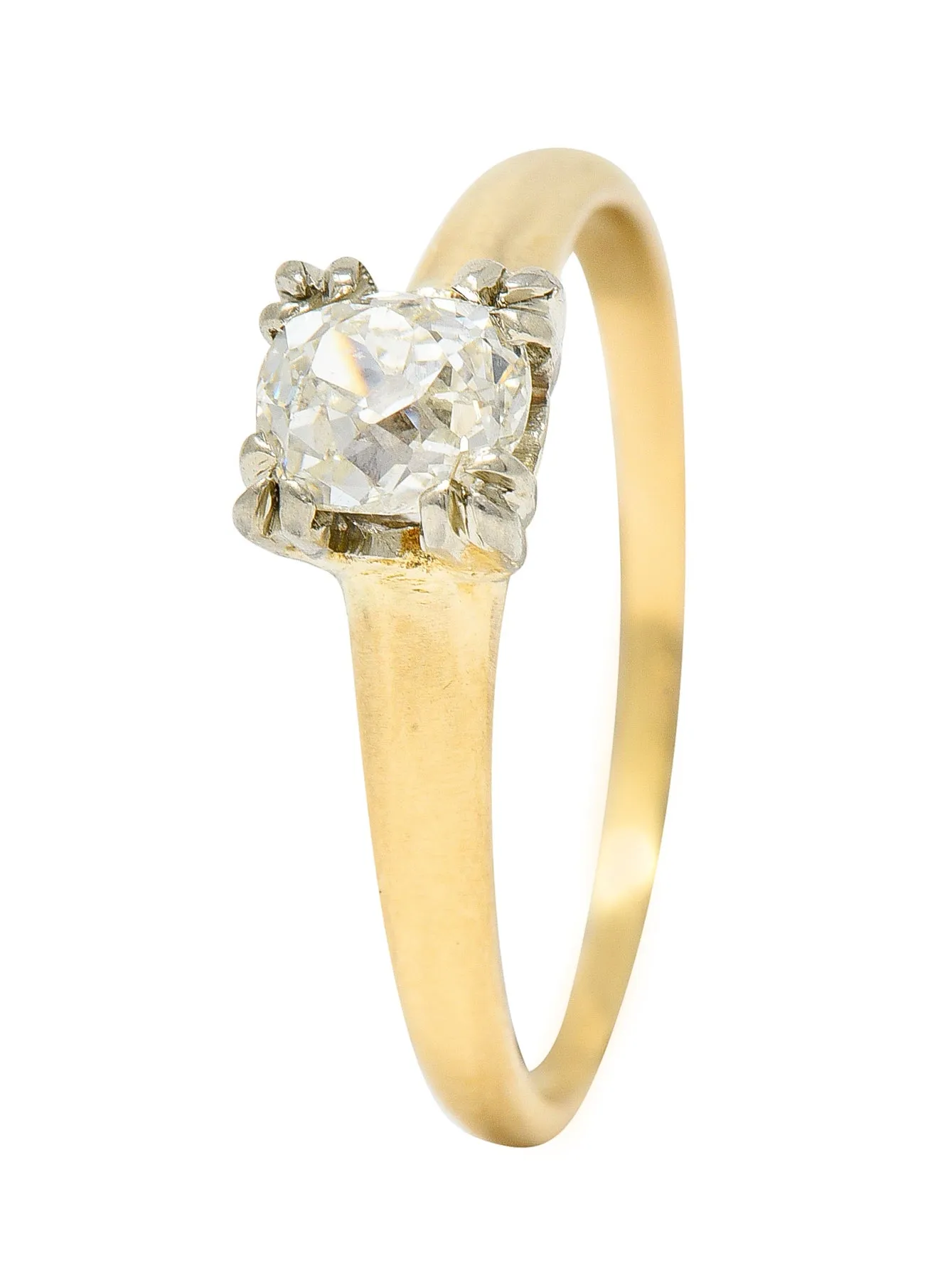 Retro 0.50 CTW Old Mine Diamond 14 Karat Two-Tone Gold Vintage Solitaire Engagement Ring