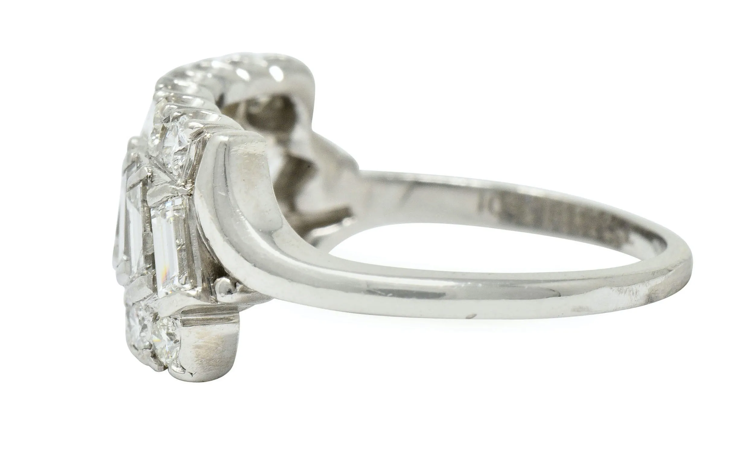 Retro 1.25 CTW Diamond Platinum Fishtail Band Ring