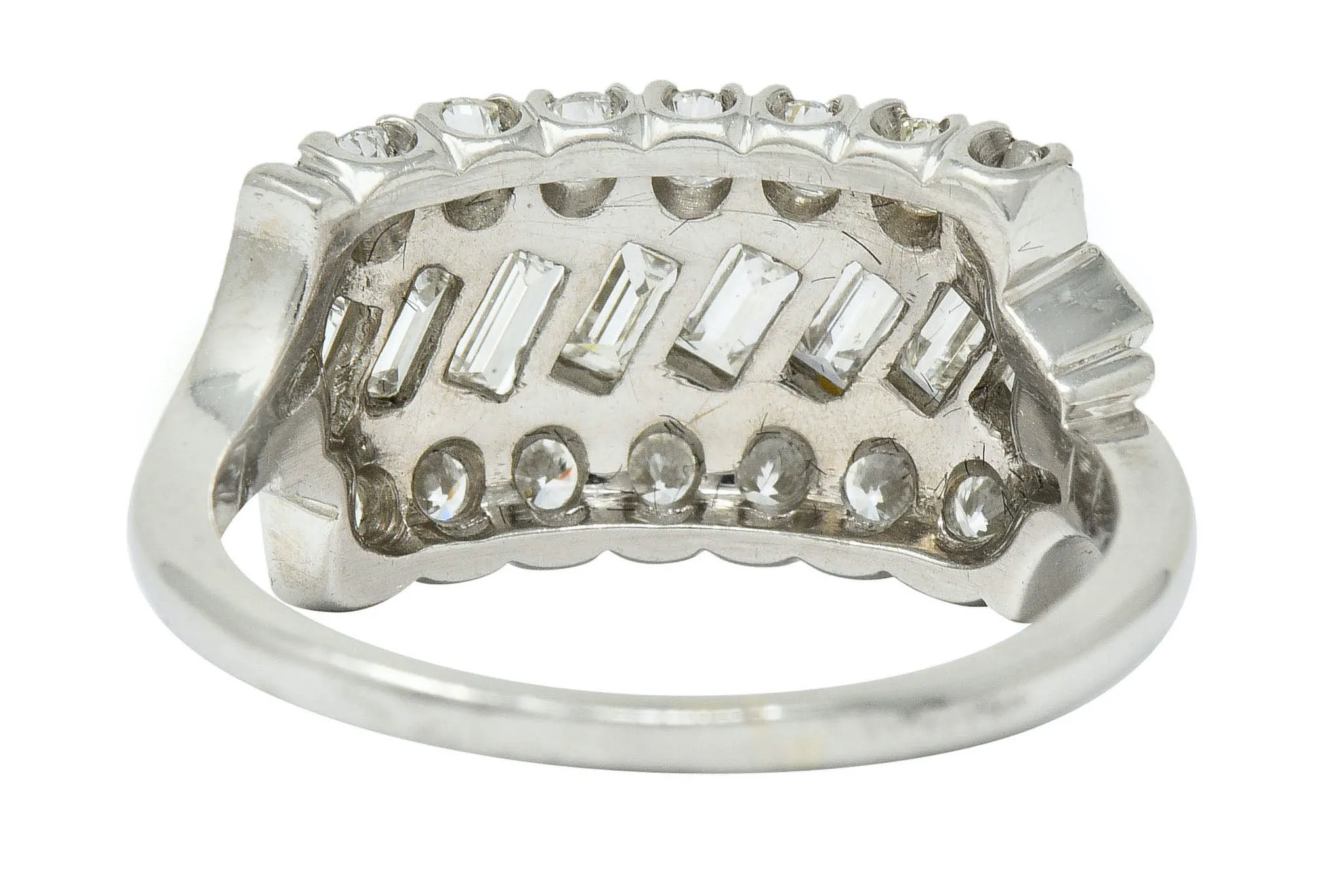 Retro 1.25 CTW Diamond Platinum Fishtail Band Ring