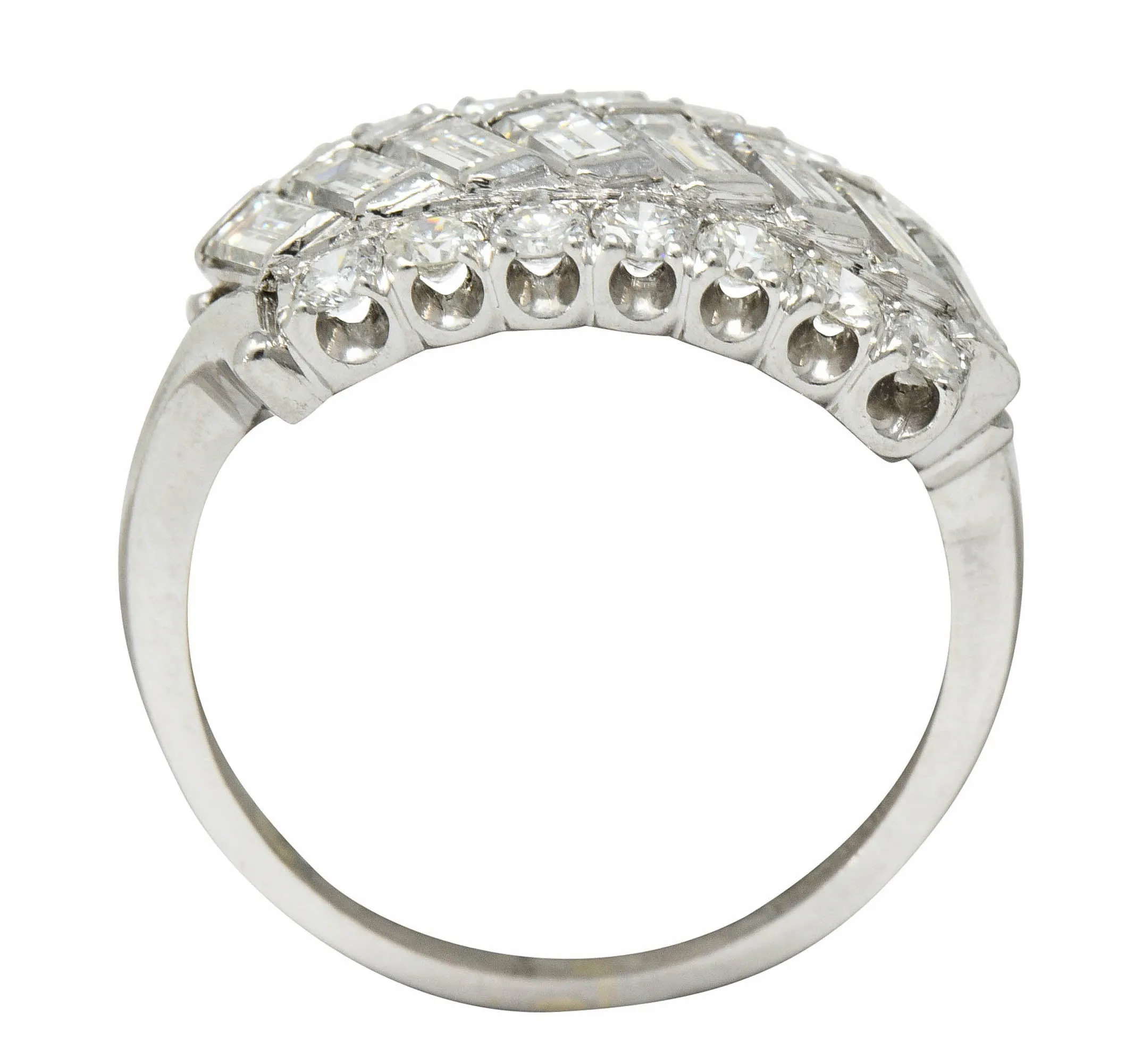 Retro 1.25 CTW Diamond Platinum Fishtail Band Ring