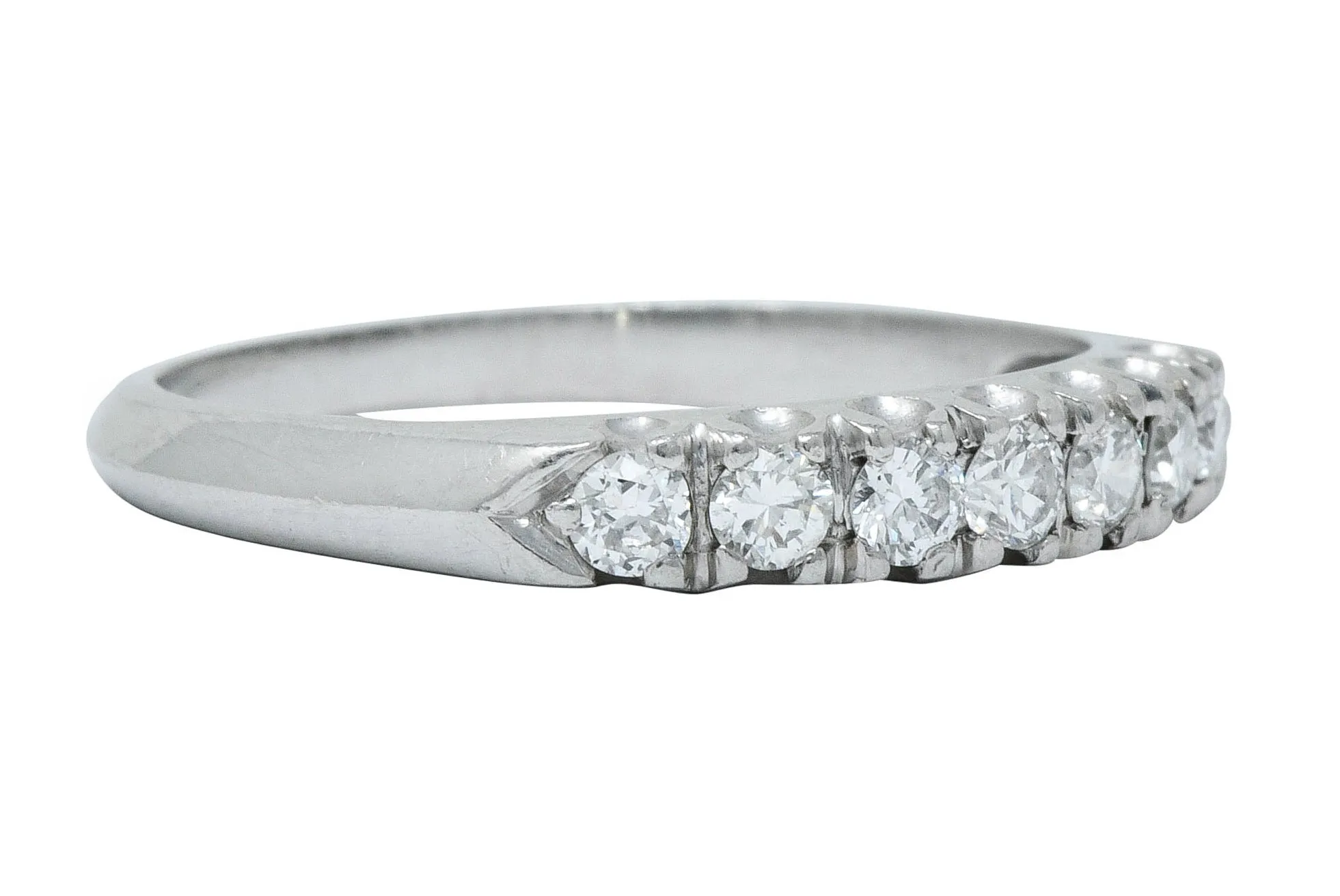 Retro Diamond Platinum Fishtail Anniversary Band Ring