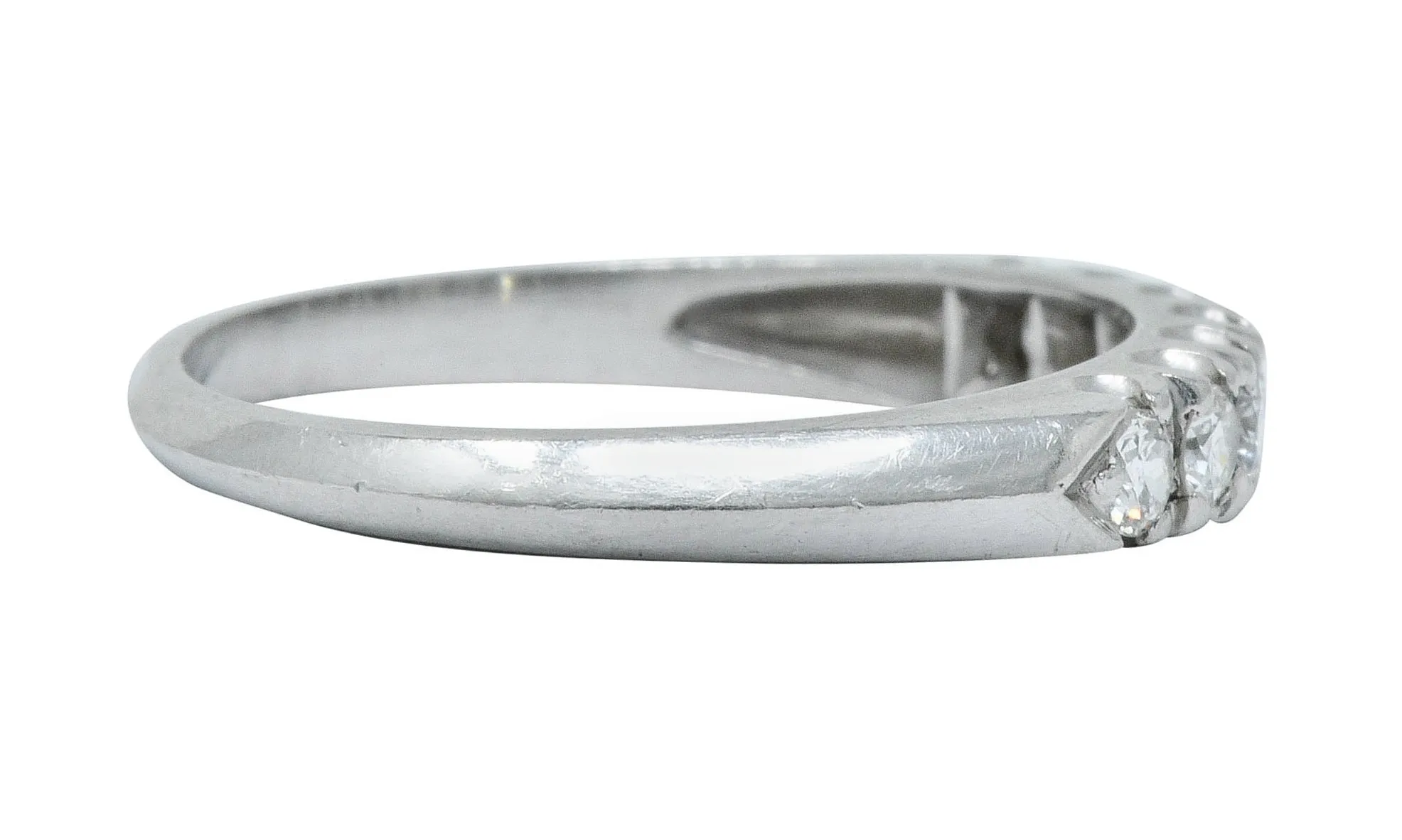 Retro Diamond Platinum Fishtail Anniversary Band Ring